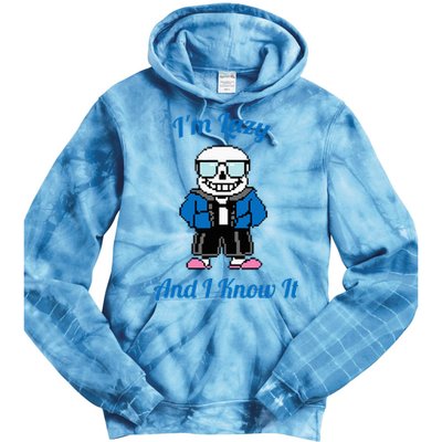 Sans Skeleton Cool Pixel Art IM Lazy And I Know It Tie Dye Hoodie