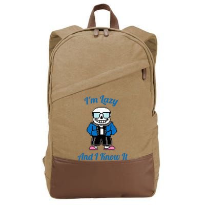 Sans Skeleton Cool Pixel Art IM Lazy And I Know It Cotton Canvas Backpack