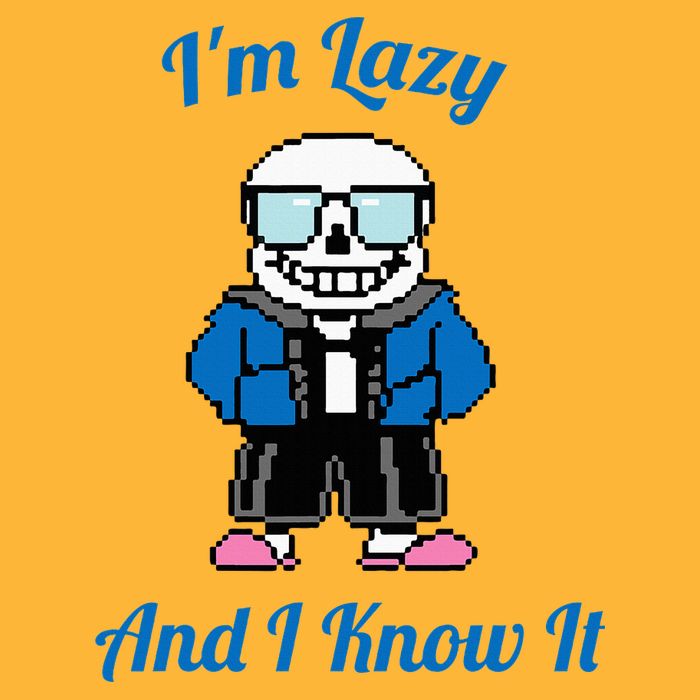 Sans Skeleton Cool Pixel Art IM Lazy And I Know It Pom Pom 12in Knit Beanie