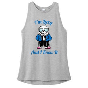 Sans Skeleton Cool Pixel Art IM Lazy And I Know It Ladies PosiCharge Tri-Blend Wicking Tank