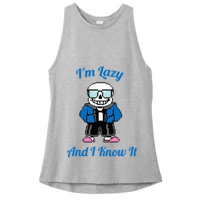 Sans Skeleton Cool Pixel Art IM Lazy And I Know It Ladies PosiCharge Tri-Blend Wicking Tank