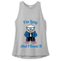 Sans Skeleton Cool Pixel Art IM Lazy And I Know It Ladies PosiCharge Tri-Blend Wicking Tank