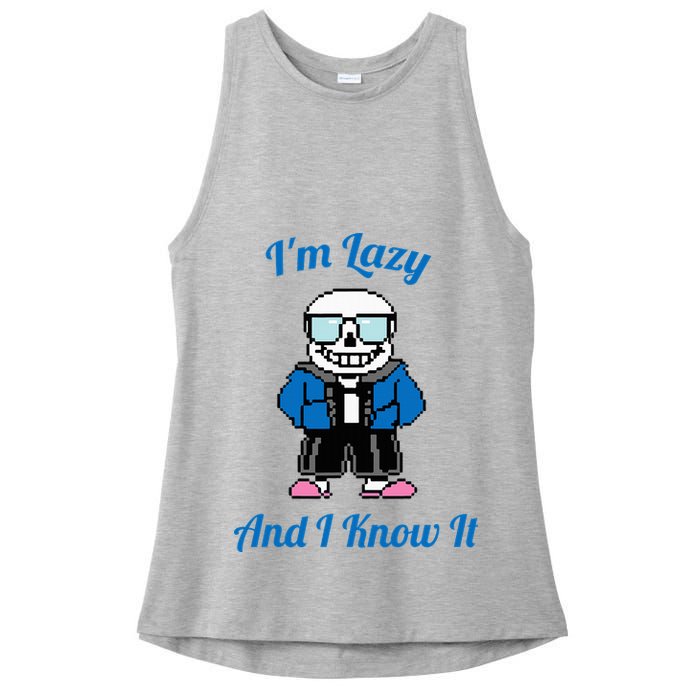 Sans Skeleton Cool Pixel Art IM Lazy And I Know It Ladies PosiCharge Tri-Blend Wicking Tank