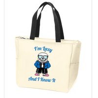Sans Skeleton Cool Pixel Art IM Lazy And I Know It Zip Tote Bag