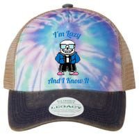 Sans Skeleton Cool Pixel Art IM Lazy And I Know It Legacy Tie Dye Trucker Hat