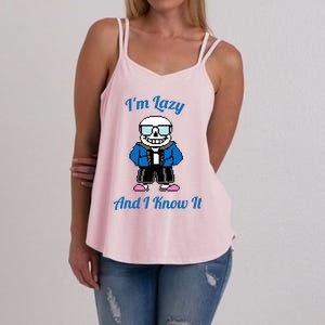 Sans Skeleton Cool Pixel Art IM Lazy And I Know It Women's Strappy Tank