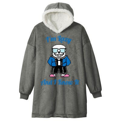 Sans Skeleton Cool Pixel Art IM Lazy And I Know It Hooded Wearable Blanket