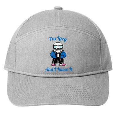 Sans Skeleton Cool Pixel Art IM Lazy And I Know It 7-Panel Snapback Hat