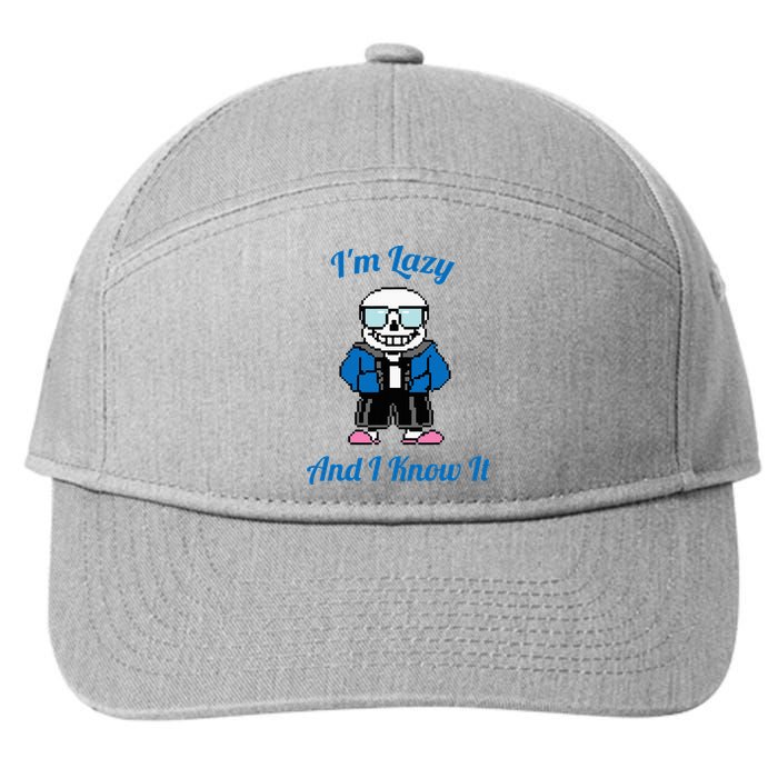 Sans Skeleton Cool Pixel Art IM Lazy And I Know It 7-Panel Snapback Hat