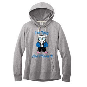 Sans Skeleton Cool Pixel Art IM Lazy And I Know It Women's Fleece Hoodie