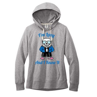 Sans Skeleton Cool Pixel Art IM Lazy And I Know It Women's Fleece Hoodie