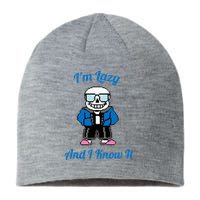 Sans Skeleton Cool Pixel Art IM Lazy And I Know It Sustainable Beanie