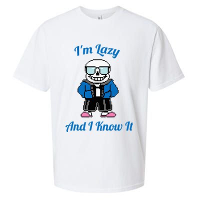 Sans Skeleton Cool Pixel Art IM Lazy And I Know It Sueded Cloud Jersey T-Shirt