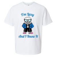 Sans Skeleton Cool Pixel Art IM Lazy And I Know It Sueded Cloud Jersey T-Shirt