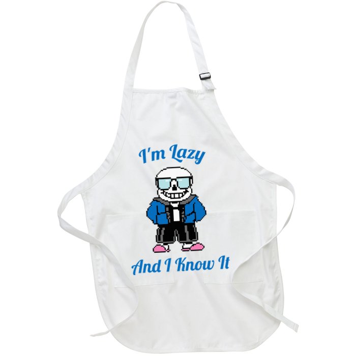 Sans Skeleton Cool Pixel Art IM Lazy And I Know It Apron