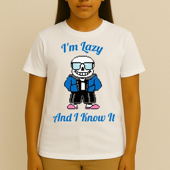 Sans Skeleton Cool Pixel Art IM Lazy And I Know It T-Shirt