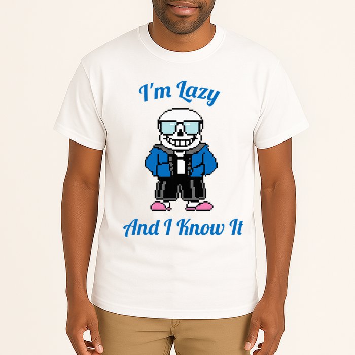Sans Skeleton Cool Pixel Art IM Lazy And I Know It Tall T-Shirt