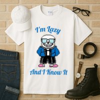 Sans Skeleton Cool Pixel Art IM Lazy And I Know It Tall T-Shirt
