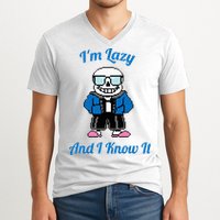 Sans Skeleton Cool Pixel Art IM Lazy And I Know It V-Neck T-Shirt