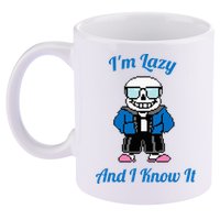 Sans Skeleton Cool Pixel Art IM Lazy And I Know It 11oz C Handle Ceramic Mug