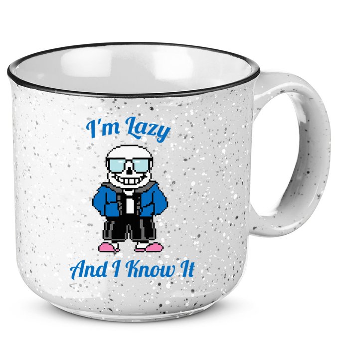 Sans Skeleton Cool Pixel Art IM Lazy And I Know It 15oz Campfire Ceramic Mug