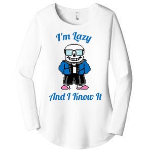 Sans Skeleton Cool Pixel Art IM Lazy And I Know It Women's Perfect Tri Tunic Long Sleeve Shirt