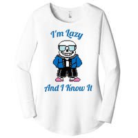 Sans Skeleton Cool Pixel Art IM Lazy And I Know It Women's Perfect Tri Tunic Long Sleeve Shirt