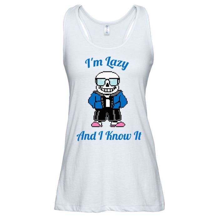 Sans Skeleton Cool Pixel Art IM Lazy And I Know It Ladies Essential Flowy Tank