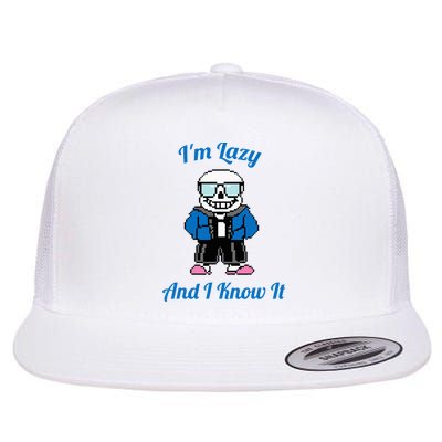 Sans Skeleton Cool Pixel Art IM Lazy And I Know It Flatbill Hat