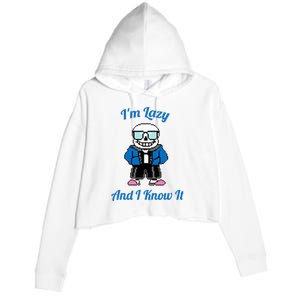 Sans Skeleton Cool Pixel Art IM Lazy And I Know It Crop Fleece Hoodie