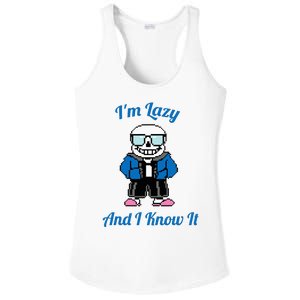 Sans Skeleton Cool Pixel Art IM Lazy And I Know It Ladies PosiCharge Competitor Racerback Tank