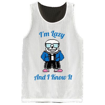 Sans Skeleton Cool Pixel Art IM Lazy And I Know It Mesh Reversible Basketball Jersey Tank