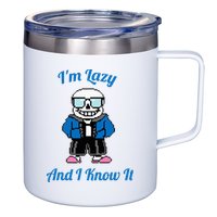 Sans Skeleton Cool Pixel Art IM Lazy And I Know It 12oz Stainless Steel Coffee Mug
