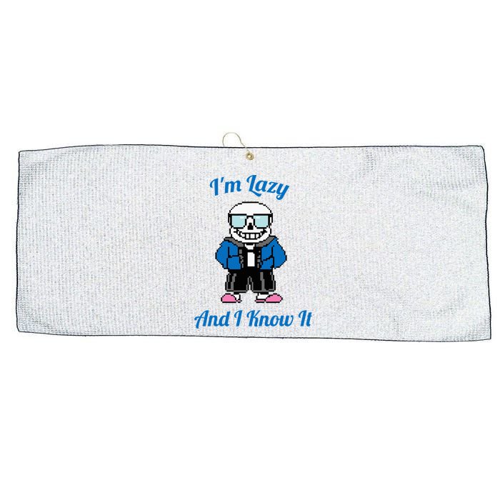 Sans Skeleton Cool Pixel Art IM Lazy And I Know It Large Microfiber Waffle Golf Towel