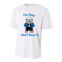 Sans Skeleton Cool Pixel Art IM Lazy And I Know It Youth Performance Sprint T-Shirt