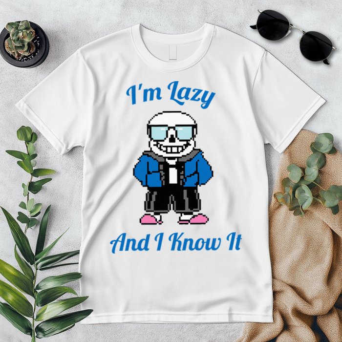Sans Skeleton Cool Pixel Art IM Lazy And I Know It Premium T-Shirt