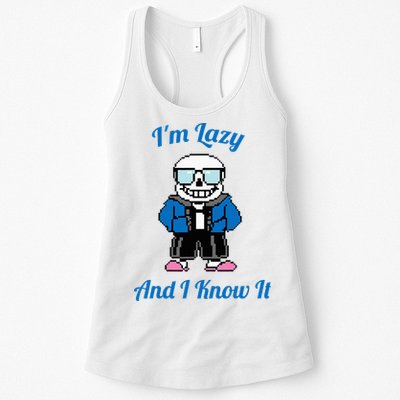 Sans Skeleton Cool Pixel Art IM Lazy And I Know It Womens Tank Top