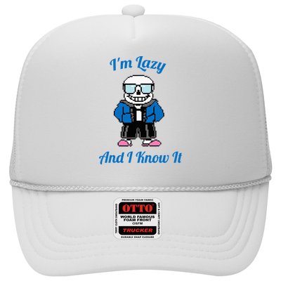 Sans Skeleton Cool Pixel Art IM Lazy And I Know It Trucker Hat