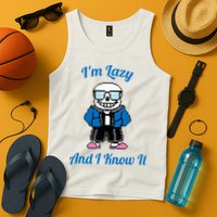 Sans Skeleton Cool Pixel Art IM Lazy And I Know It Tank Top