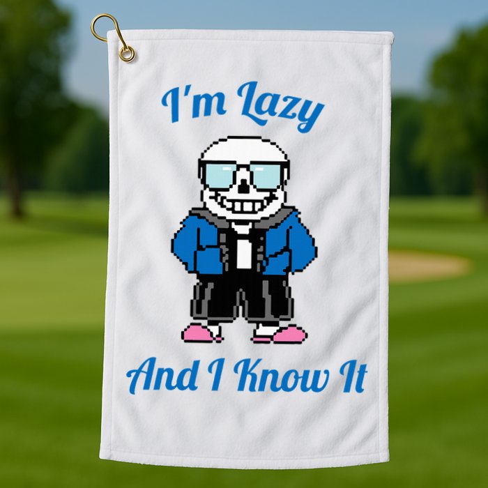 Sans Skeleton Cool Pixel Art IM Lazy And I Know It Golf Towel