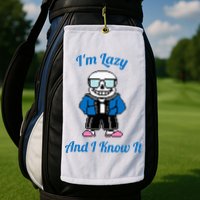 Sans Skeleton Cool Pixel Art IM Lazy And I Know It Golf Towel