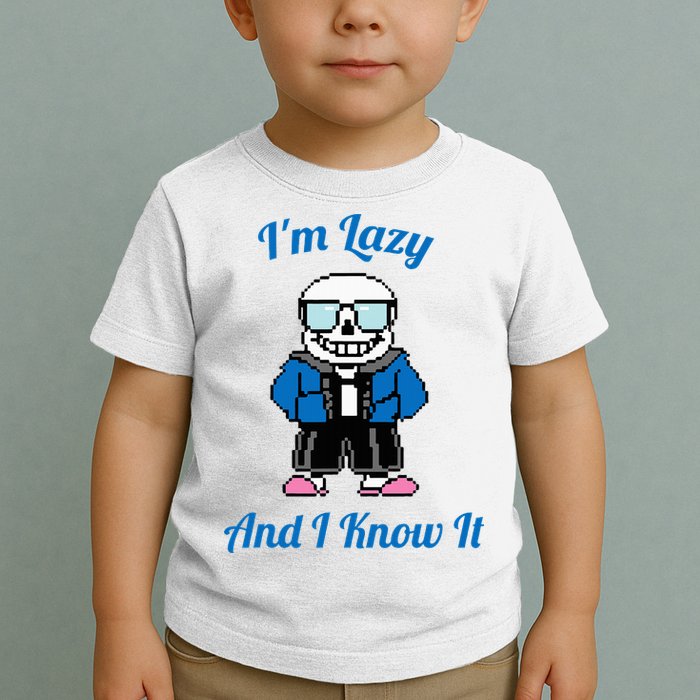 Sans Skeleton Cool Pixel Art IM Lazy And I Know It Toddler T-Shirt