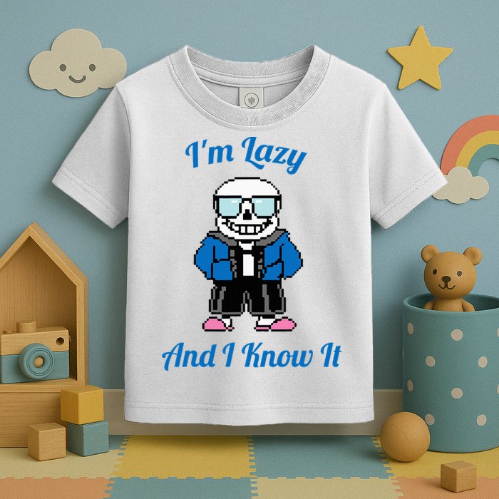 Sans Skeleton Cool Pixel Art IM Lazy And I Know It Toddler T-Shirt