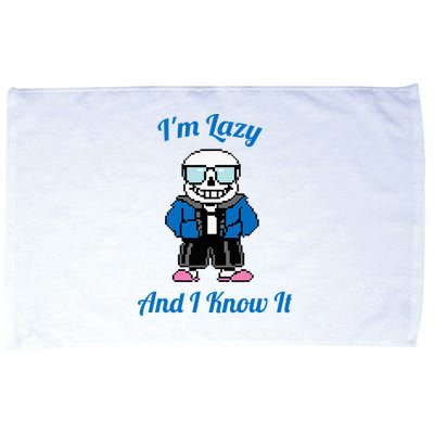 Sans Skeleton Cool Pixel Art IM Lazy And I Know It Microfiber Hand Towel