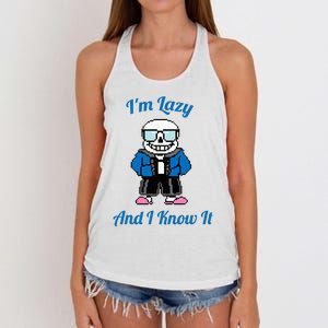 Sans Skeleton Cool Pixel Art IM Lazy And I Know It Women's Knotted Racerback Tank