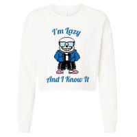 Sans Skeleton Cool Pixel Art IM Lazy And I Know It Cropped Pullover Crew