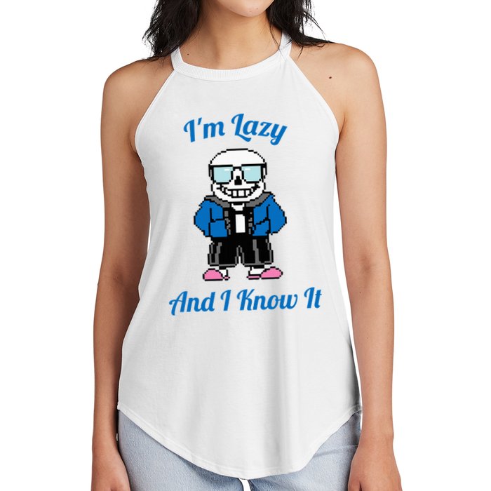 Sans Skeleton Cool Pixel Art IM Lazy And I Know It Women's Perfect Tri Rocker Tank