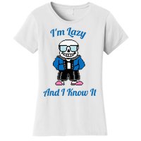 Sans Skeleton Cool Pixel Art IM Lazy And I Know It Women's T-Shirt