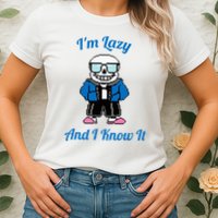 Sans Skeleton Cool Pixel Art IM Lazy And I Know It Womens T-Shirt