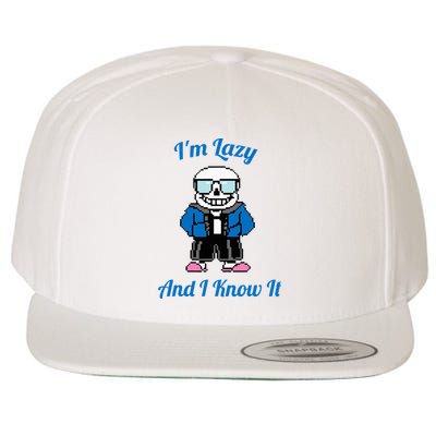 Sans Skeleton Cool Pixel Art IM Lazy And I Know It Wool Snapback Cap